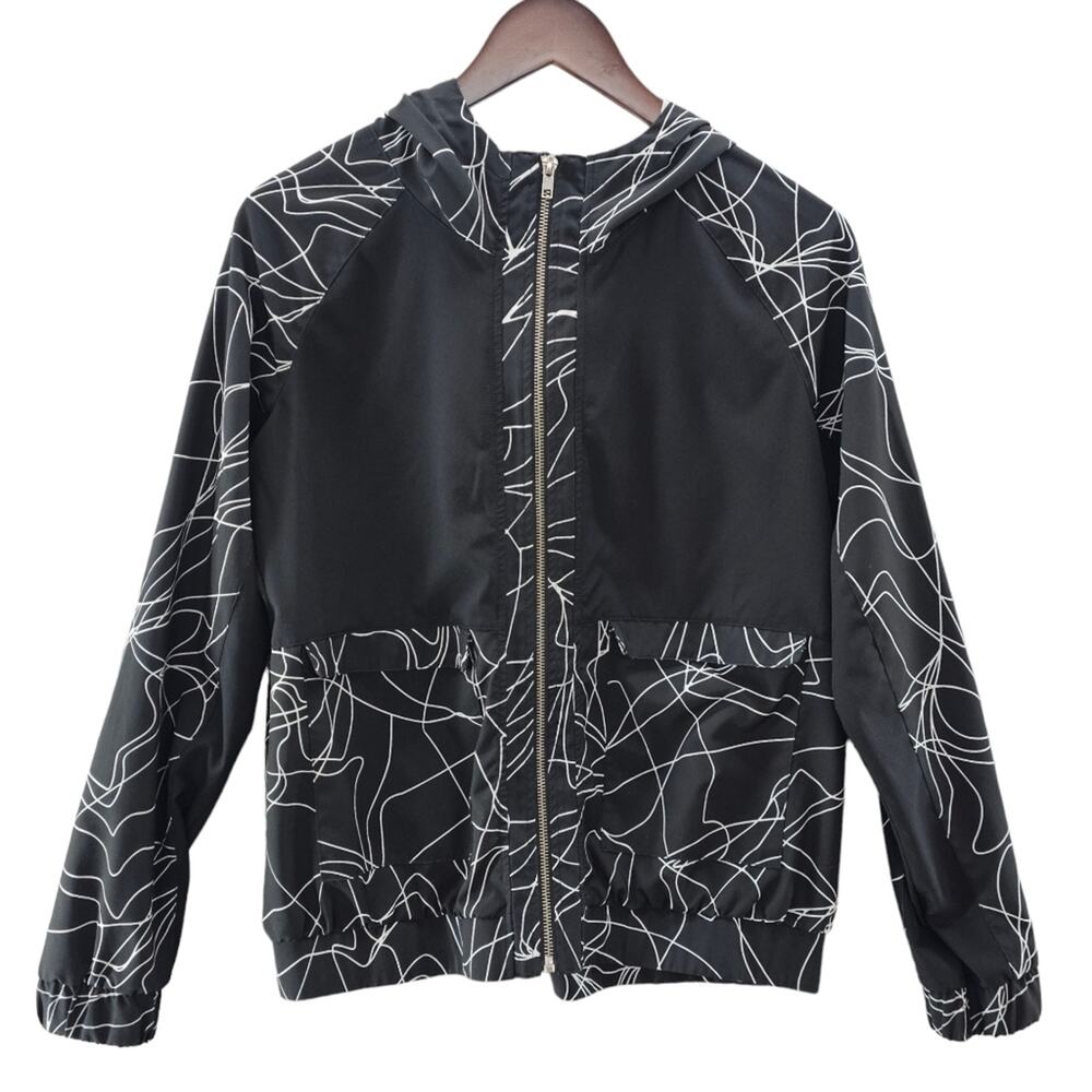 Fabletics Jacket Womens Medium Black White Athlei… - image 1